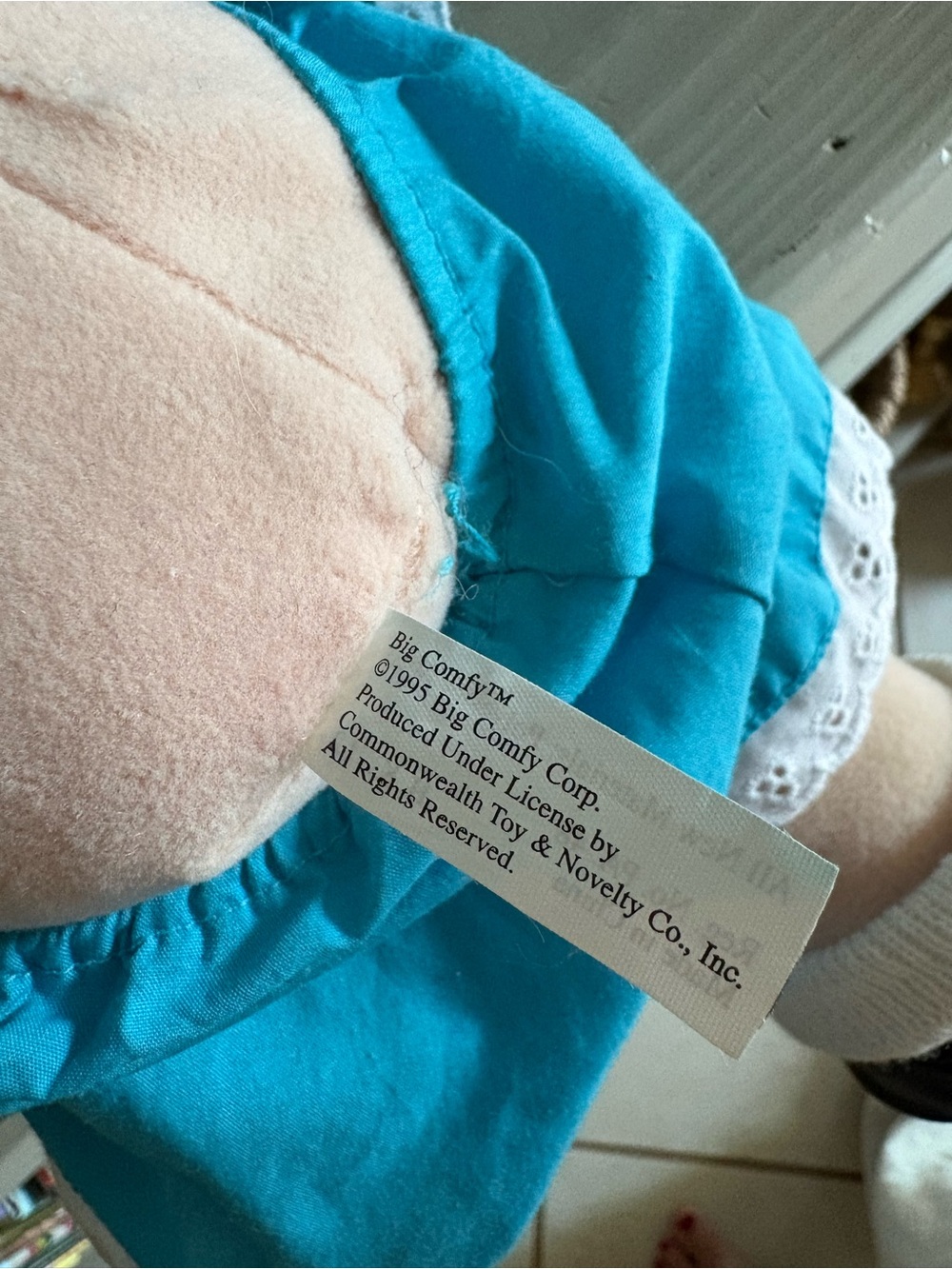 1995 Big Comfy Couch Molly 17in Rag Doll Blue Dress Black Vintage - Picture 6 of 11